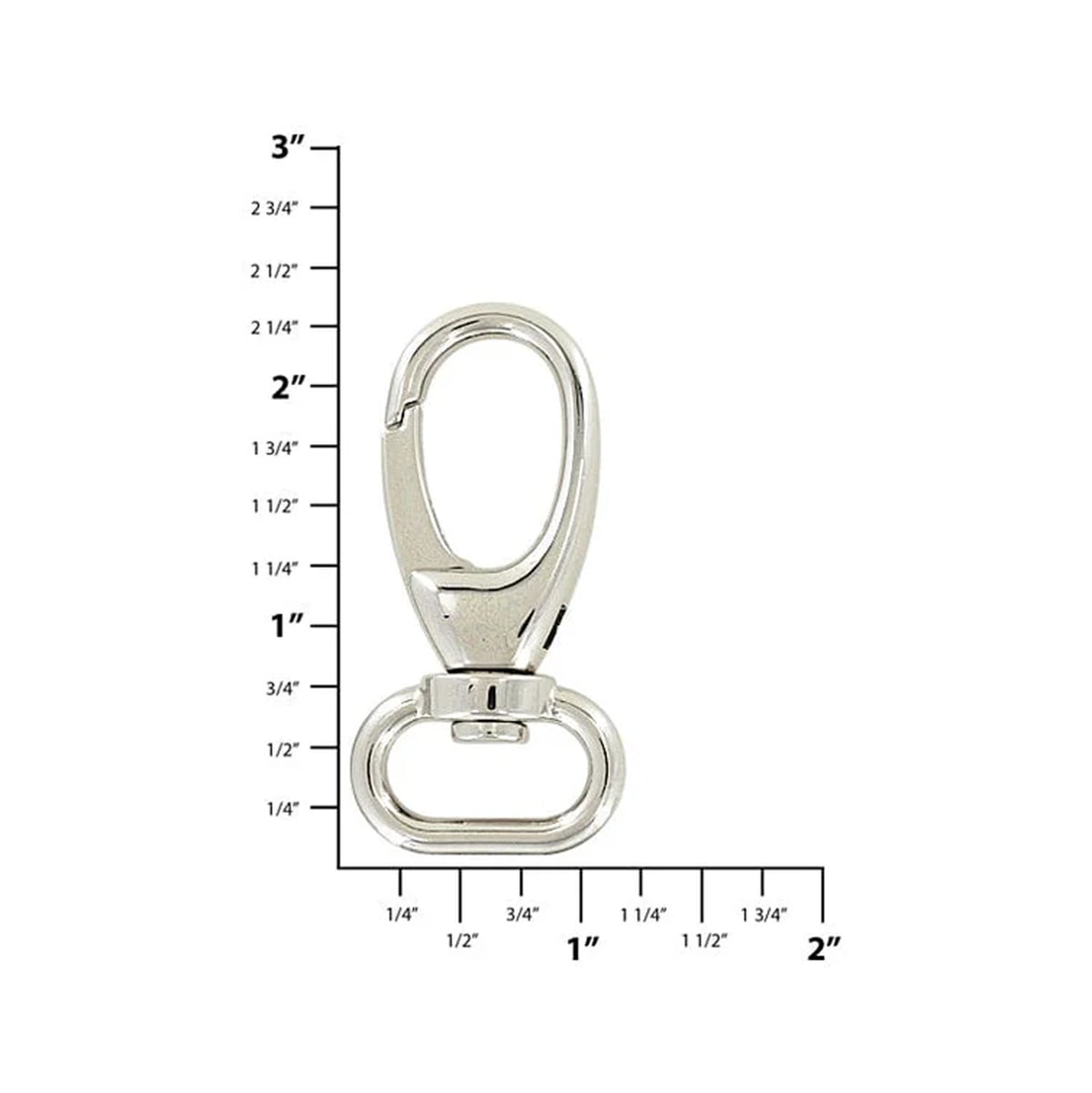 3/4" Shiny Nickel, 2 3/16" Lever Swivel Snap Hook, Zinc Alloy