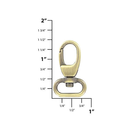 5/8" Antique Brass, 1 3/8" Lever Swivel Snap Hook, Zinc Alloy