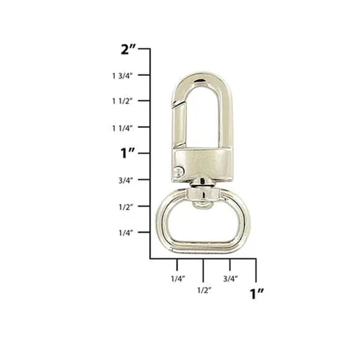5/8" Shiny Nickel, 1 5/8" Lobster Clasp Lever Swivel Snap Hook