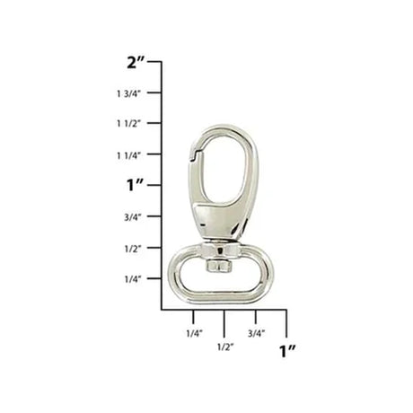 1" Shiny Nickel, 2 3/16" Lever Swivel Snap Hook, Zinc Alloy