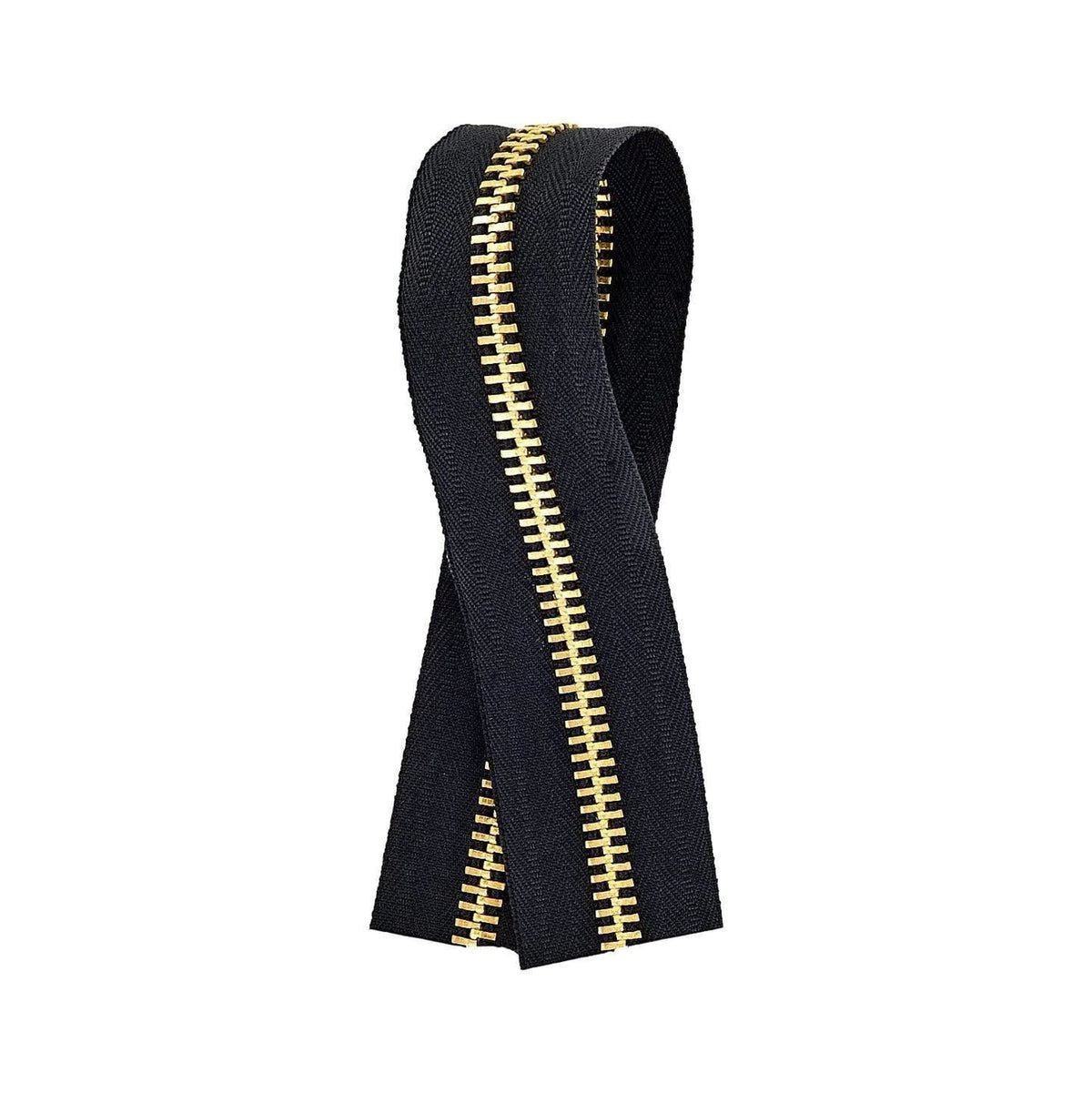 #10 Black, YKK Metal Chain Zipper Tape with Brass Teeth