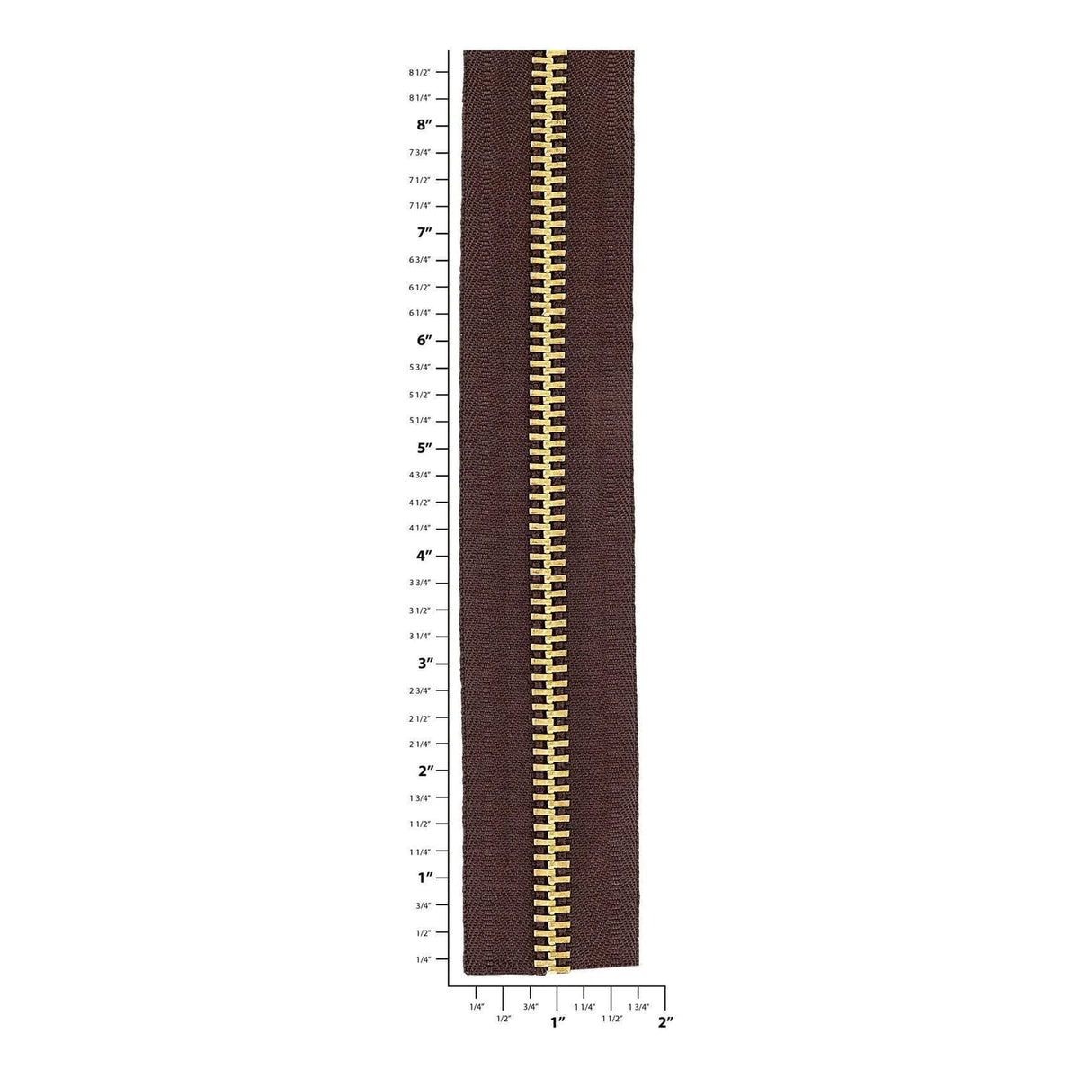 #10 Brown, YKK Metal Chain Zipper Tape with Brass Teeth