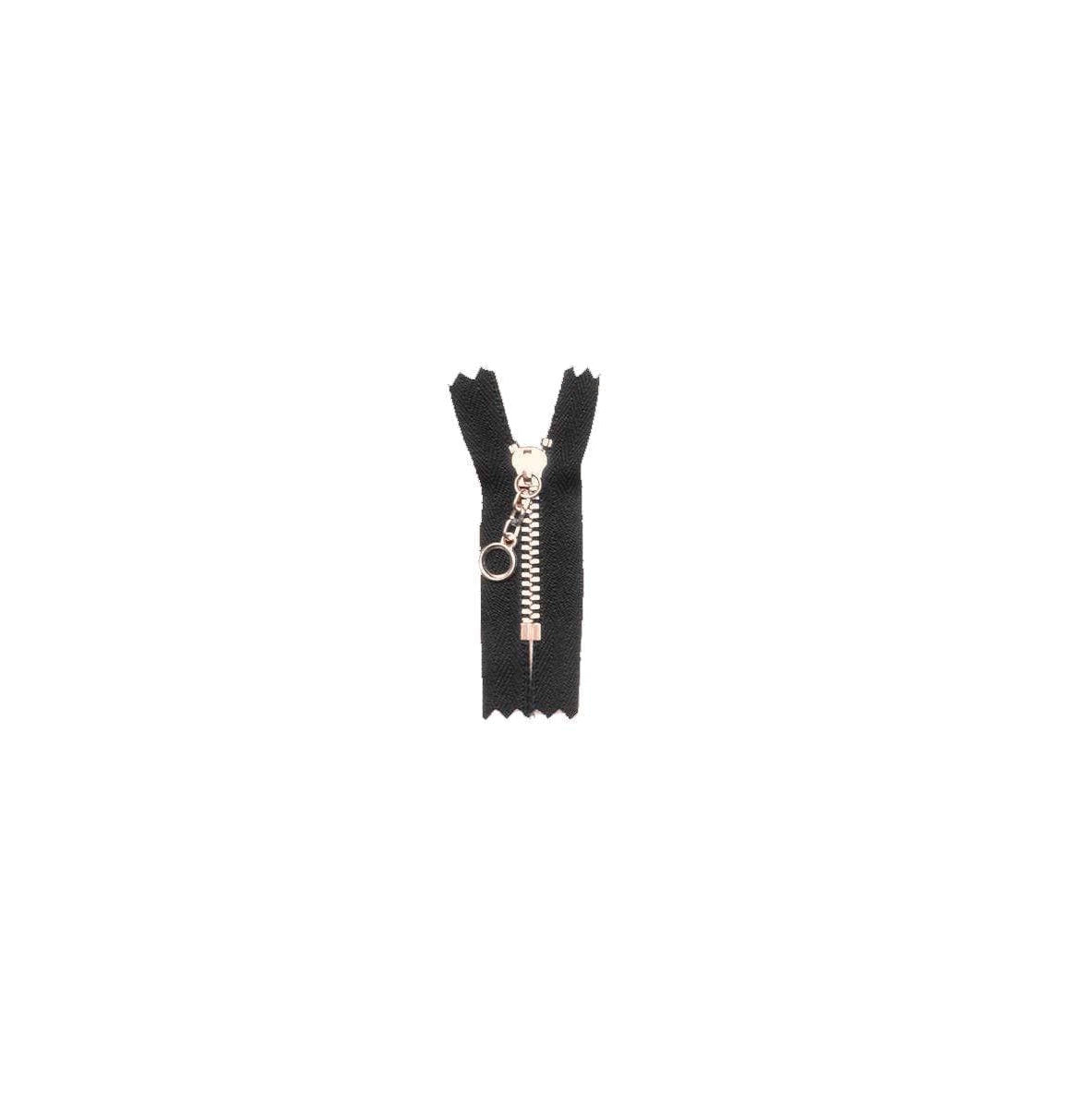 #3 Metal, Black, 10" YKK Closed End Handbag Zipper with Brass Teeth