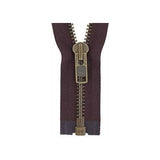 #10 Metal, Brown, 36" Separating Bomber Jacket Zipper with Antique Brass Teeth