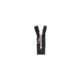 #3 Metal, Black, 7" YKK Closed End Handbag Zipper with Brass Teeth