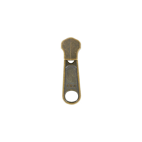 #5 Antique Brass, Metal, YKK Long Tab Semi-Swivel Zipper Slider, Zinc Alloy