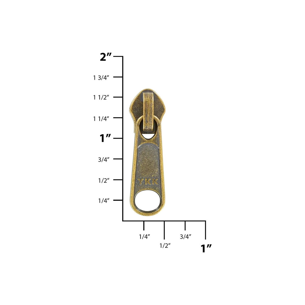 #5 Antique Brass, Coil, YKK Long Tab Semi-Swivel Zipper Slider, Zinc Alloy, #5CN-1-ANTB