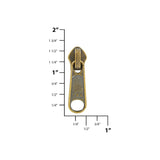 #5 Antique Brass, Coil, YKK Long Tab Semi-Swivel Zipper Slider, Zinc Alloy, #5CN-1-ANTB