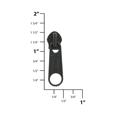 #5 Black, Coil, Dunlap Long Tab Semi-Swivel Zipper Slider, Zinc Alloy