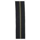 #5 Black, YKK Metal Chain Narrow Zipper Tape with Antique Brass Teeth