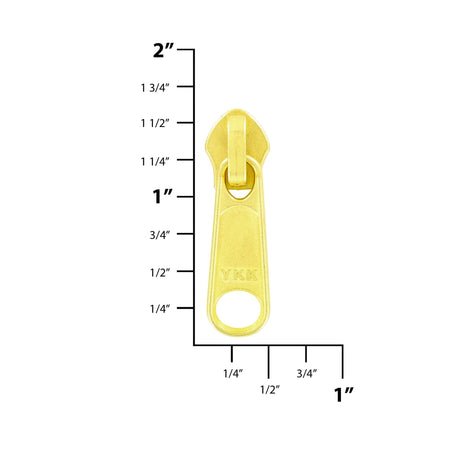 #5 Brass, Coil, YKK Long Tab Semi-Swivel Zipper Slider, Zinc Alloy