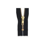 #6 Metal, Black, 10" YKK Closed End Zipper with Brass Teeth