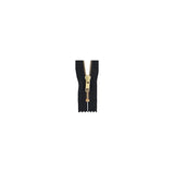 #6 Metal, Black, 12" YKK Closed End Zipper with Brass Teeth