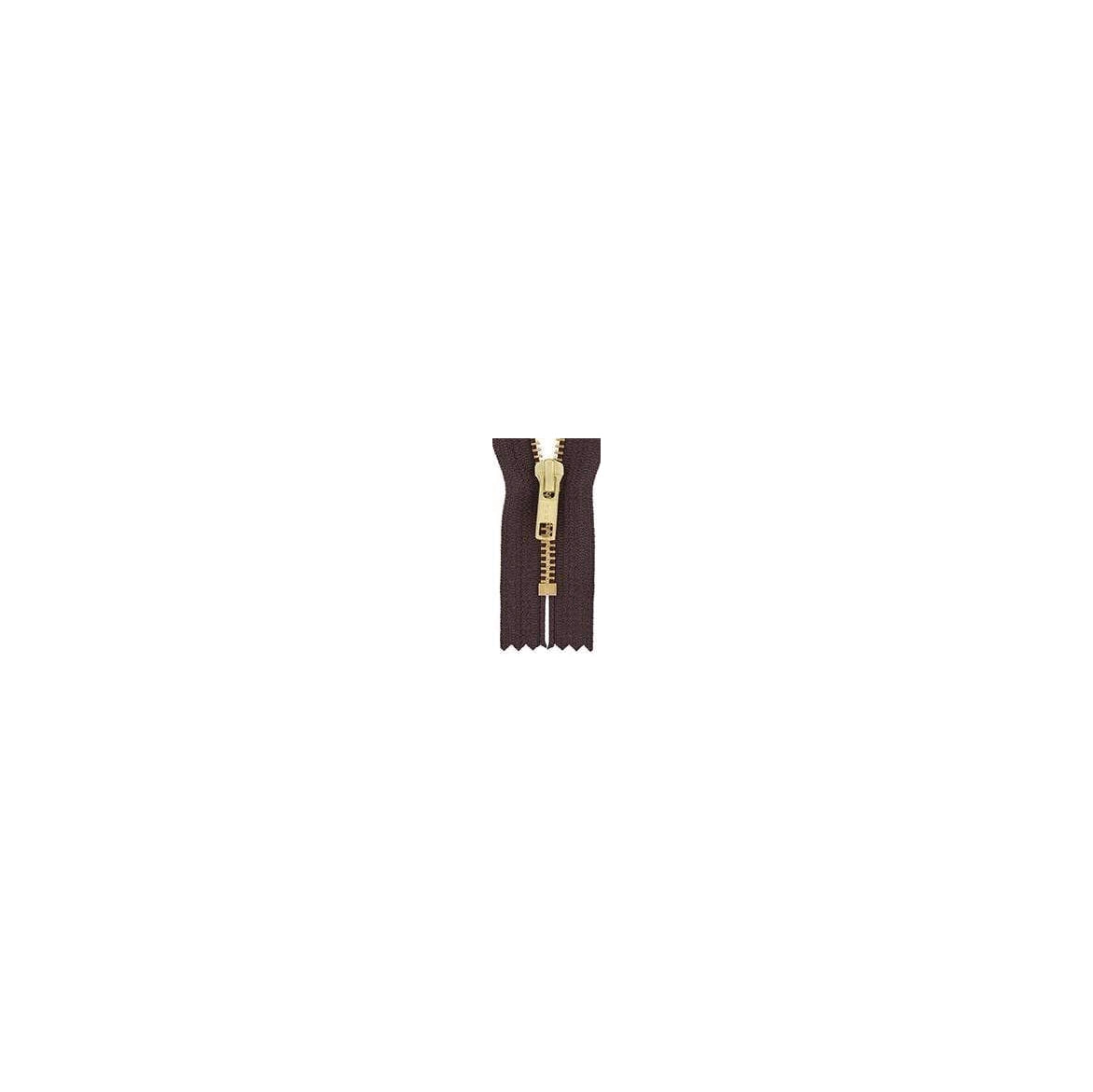 #6 Metal, Brown, 14" YKK Closed End Zipper with Brass Teeth