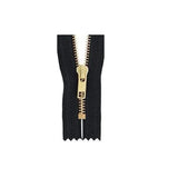 #6 Metal, Black, 18" YKK Closed End Zipper with Brass Teeth