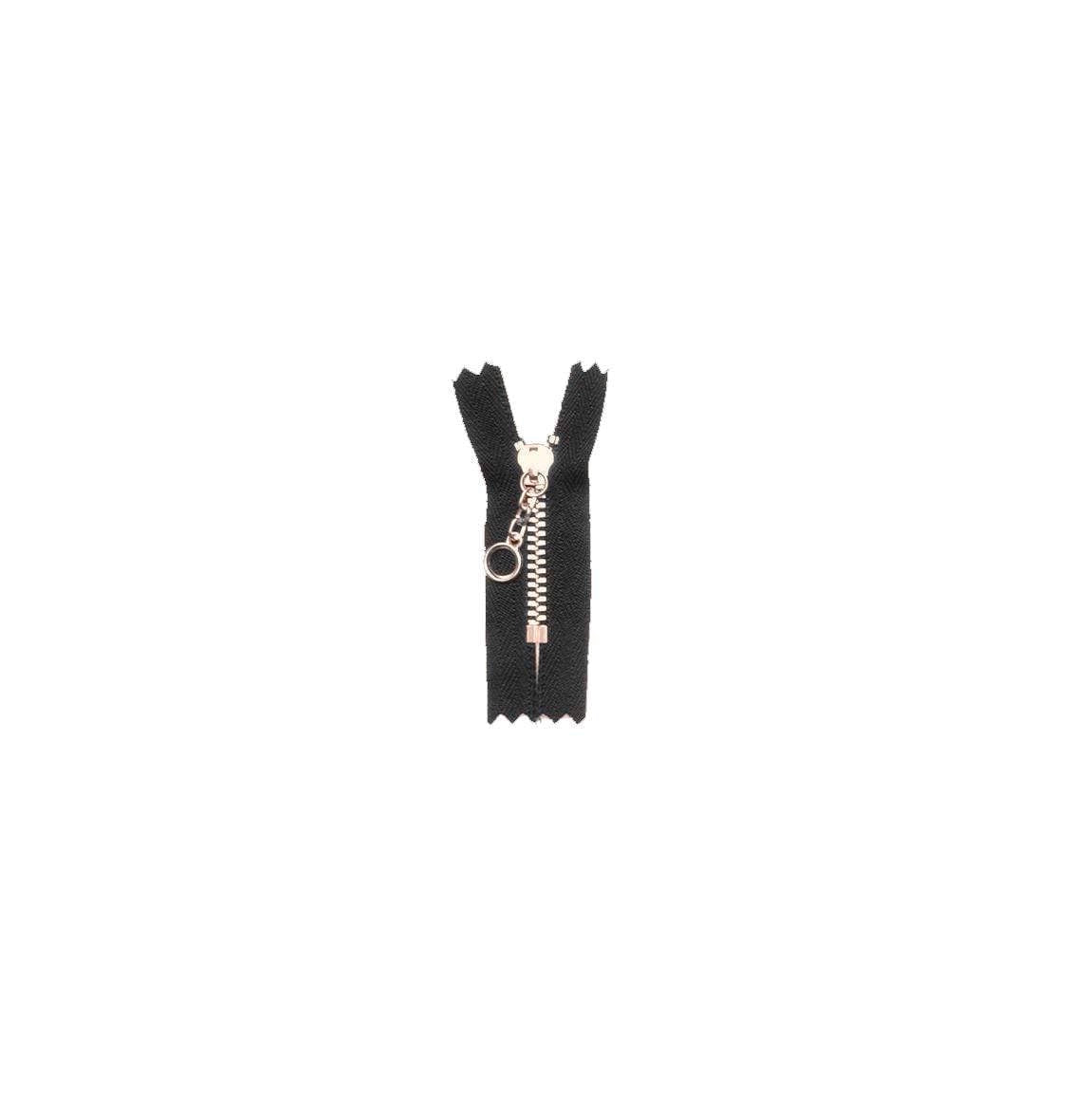 #3 Metal, Black, 6" YKK Closed End Handbag Zipper with Brass Teeth