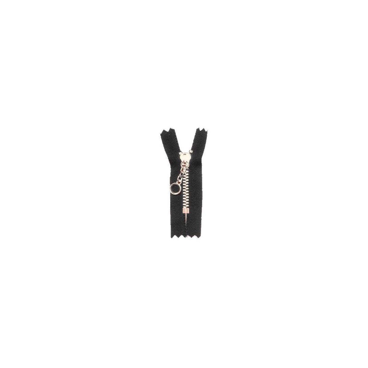 #3 Metal, Black, 8" YKK Closed End Handbag Zipper with Brass Teeth