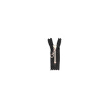 #3 Metal, Black, 8" YKK Closed End Handbag Zipper with Brass Teeth