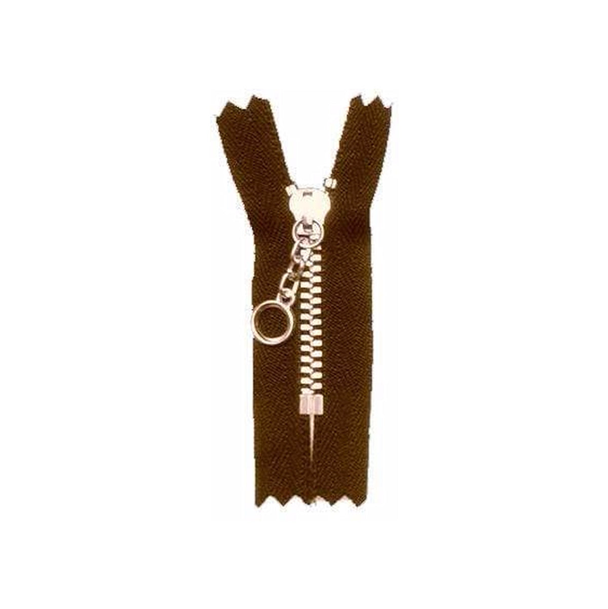 #3 Metal, Brown, 6" YKK Closed End Handbag Zipper with Brass Teeth