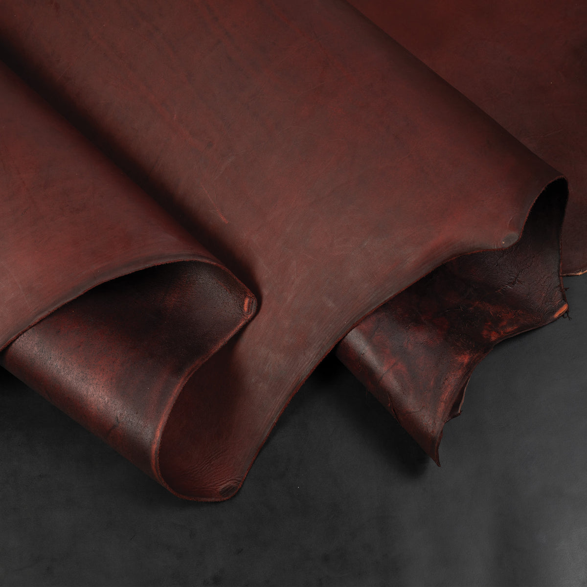 CHAHINLEATHER® Alum Tanned Burgundy Latigo Double Back, 5/7 oz.