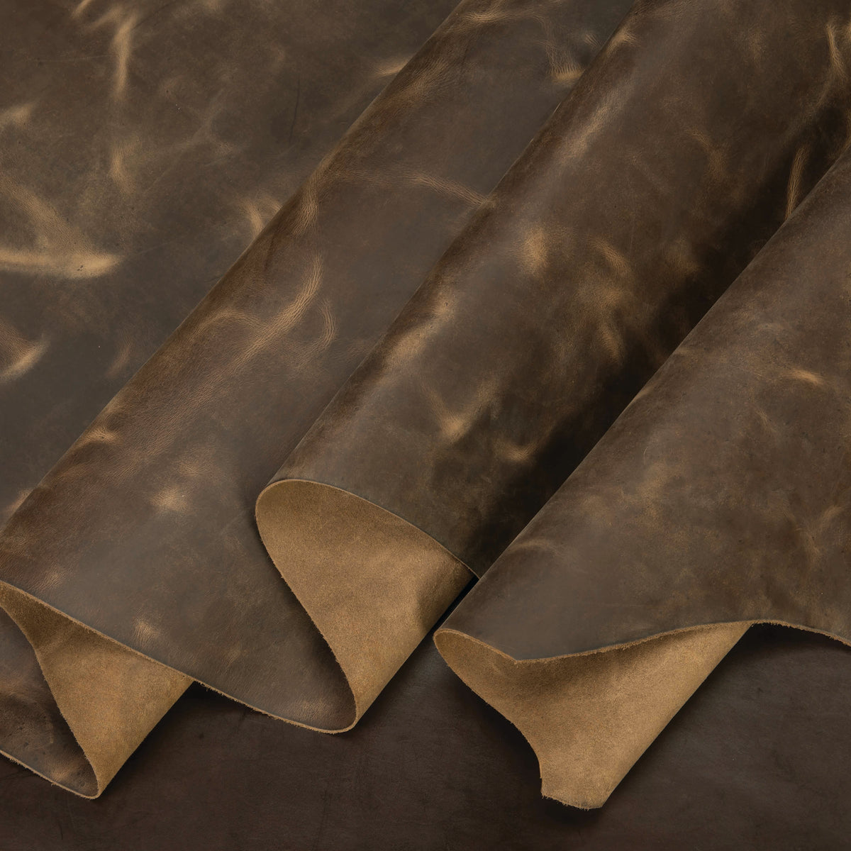 Sample, Chrome Tanned Pull-Up Leather, 5-6 oz., Brown
