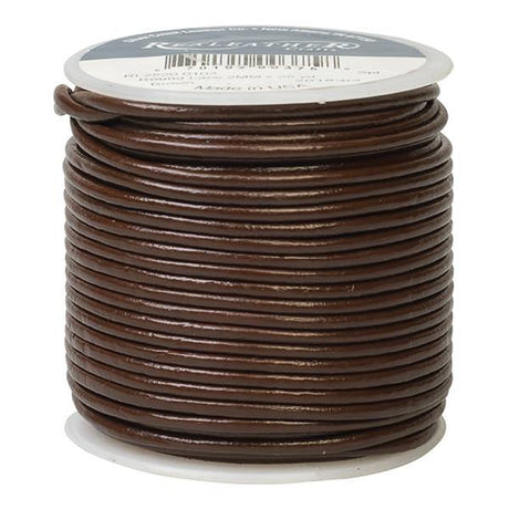 Round Leather Lace, 2 mm x 25 yards