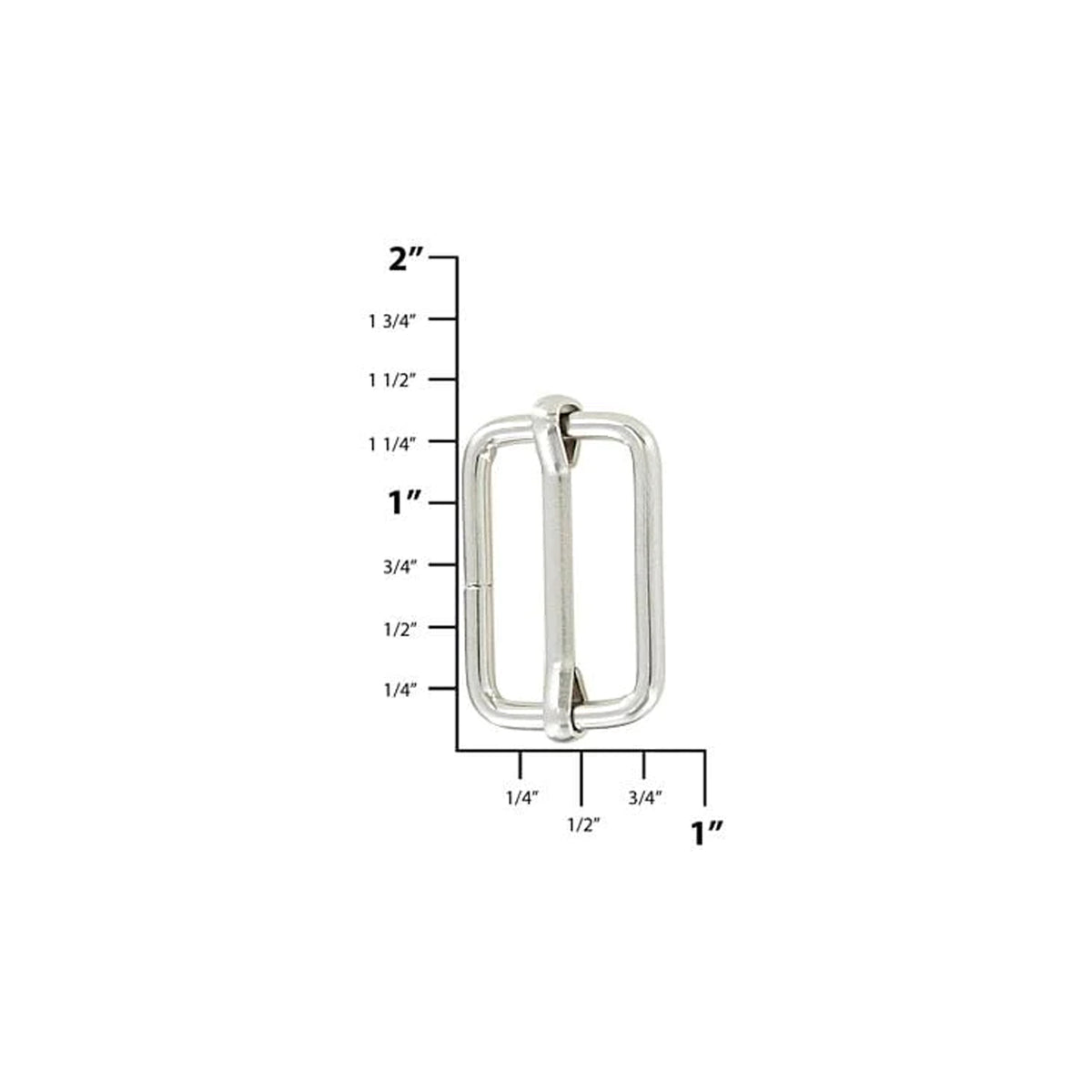 1" Shiny Nickel, Adjustable Strap Slide, Steel
