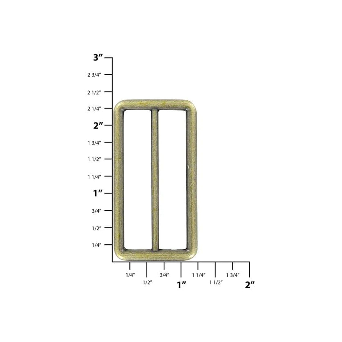 2" Antique Brass, Cast Concave Slide Ring, Zinc Alloy