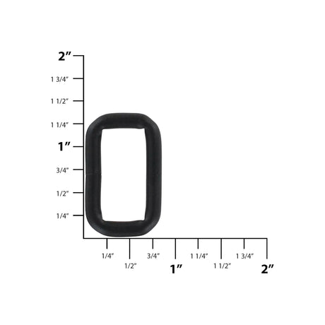 1" Matte Black, Welded Rectangular Ring, Steel