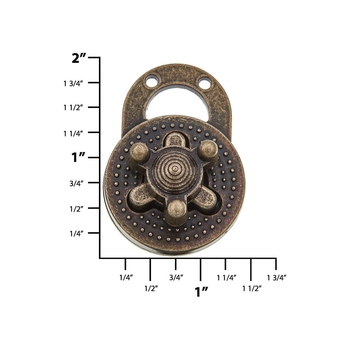 1 3/8" Antique Brass, Turn Lock, Zinc Alloy