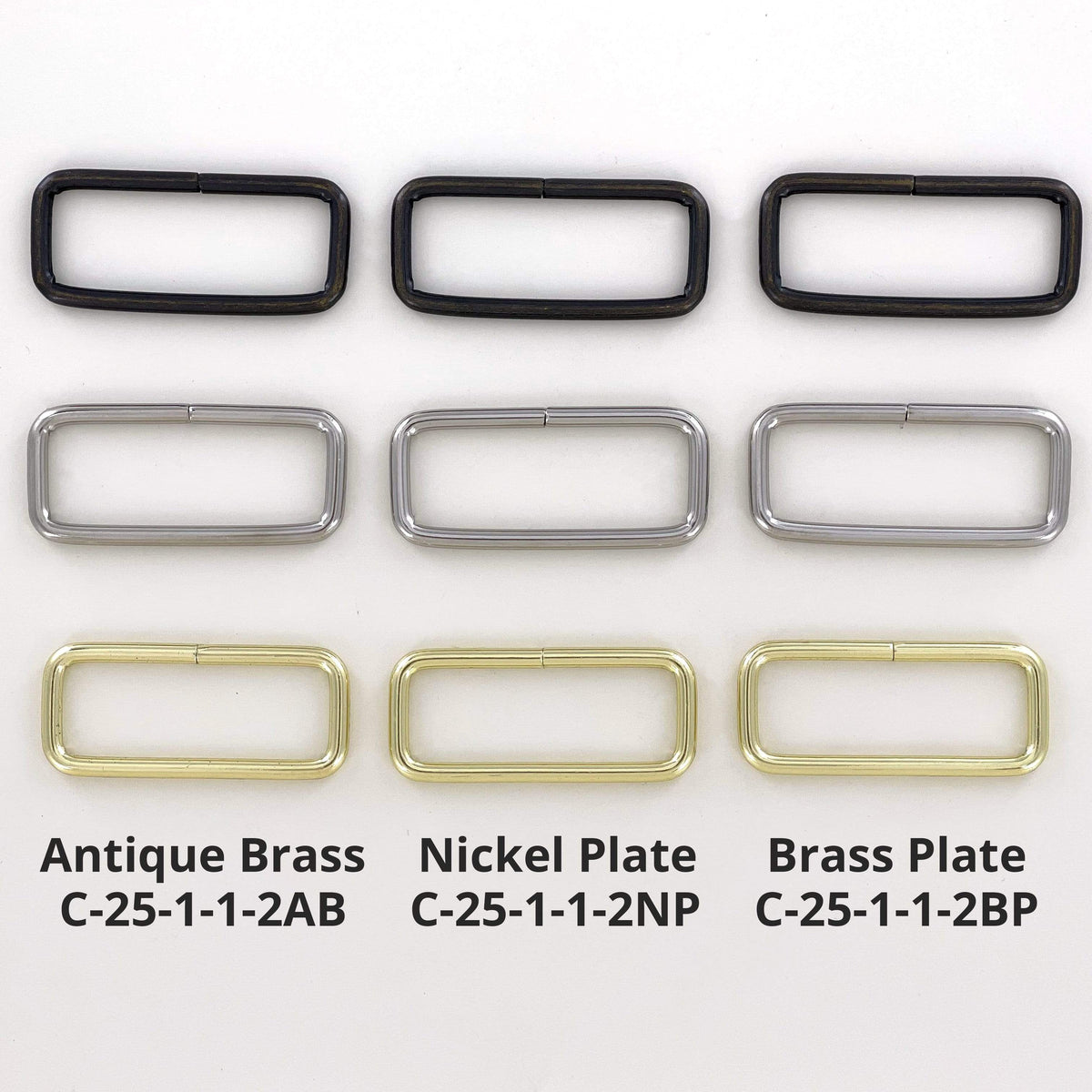 Ohio Travel Bag 1 1/2" Antique Brass Plate, Split Rectangular Ring, Steel, #C-25-1-1-2AB C-25-1-1-2AB