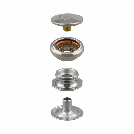 Ohio Travel Bag 1/2" Nickel, Pull-The-DOT Snap Set (Pack of 10 Sets Complete), Solid Brass, #WF-050-SBN WF-050-SBN