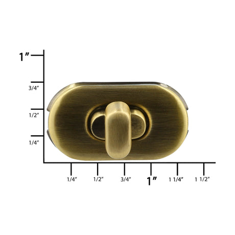 Ohio Travel Bag 1 3/8" Antique Brass, Turn Lock, Zinc Alloy, #P-2469-ANTB P-2469-ANTB