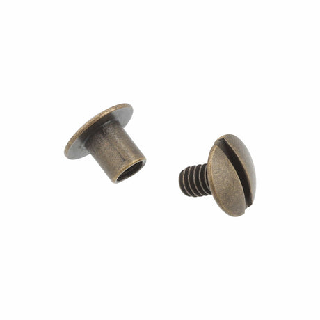 Ohio Travel Bag 1/4" Antique Brass, Open Hole Chicago Screw, Solid Brass, #L-156OH-1-4-ANTB L-156OH-1-4-ANTB