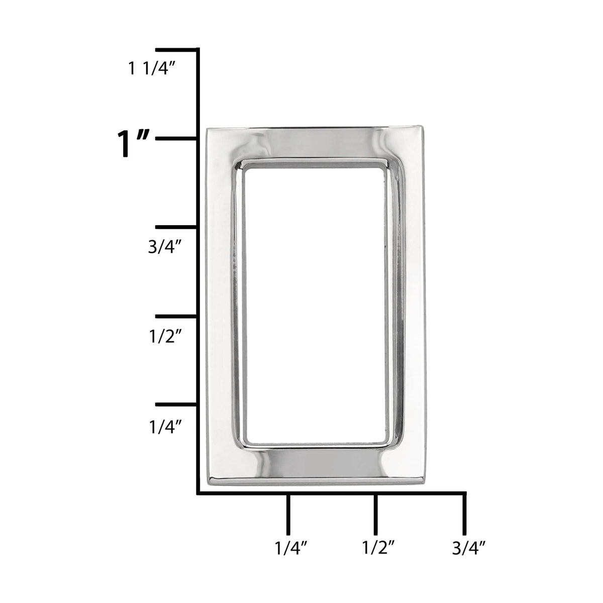 Ohio Travel Bag 3/4" Shiny Nickel, Rectangular Concave Ring, Zinc Alloy, #P-2556-NIC P-2556-NIC
