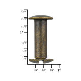 Ohio Travel Bag 5/8" Antique Brass, Chicago Screw, Solid Brass, #L-156-5-8-ANTB L-156-5-8-ANTB