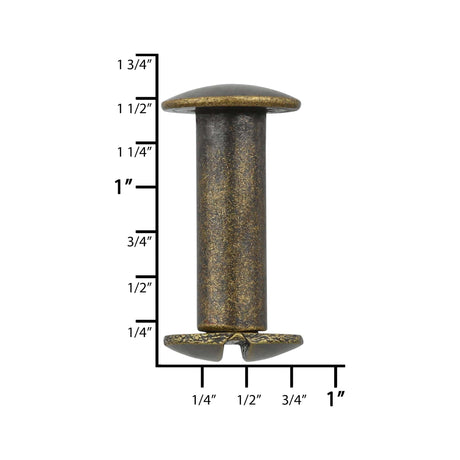 Ohio Travel Bag 5/8" Antique Brass, Chicago Screw, Solid Brass, #L-156-5-8-ANTB L-156-5-8-ANTB