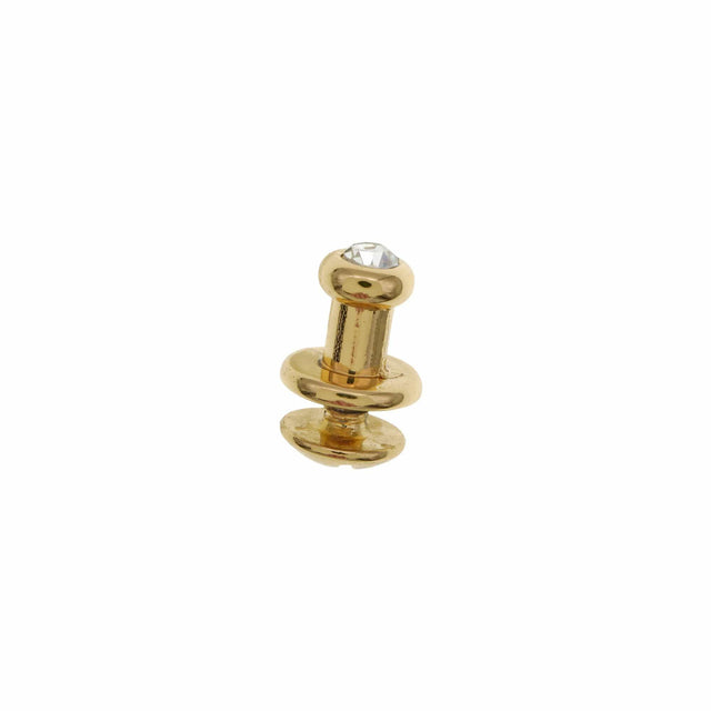 Ohio Travel Bag 9.5mm Shiny Gold, Stud w/ Rhinestone, Zinc Alloy, #P-2577-GOLD P-2577-GOLD