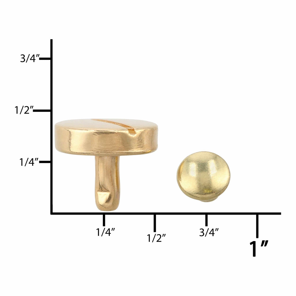 Ohio Travel Bag Adornments 6.3mm Shiny Gold, Stud With Cap, Steel, #P-2851-GOLD P-2851-GOLD