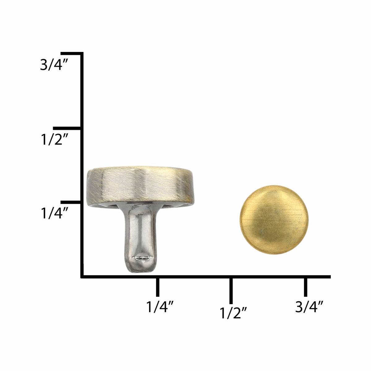 Ohio Travel Bag Adornments 9.5mm Antique Brass, Screw Top Push Stud, Steel-5pk, #P-2852-ANTB P-2852-ANTB