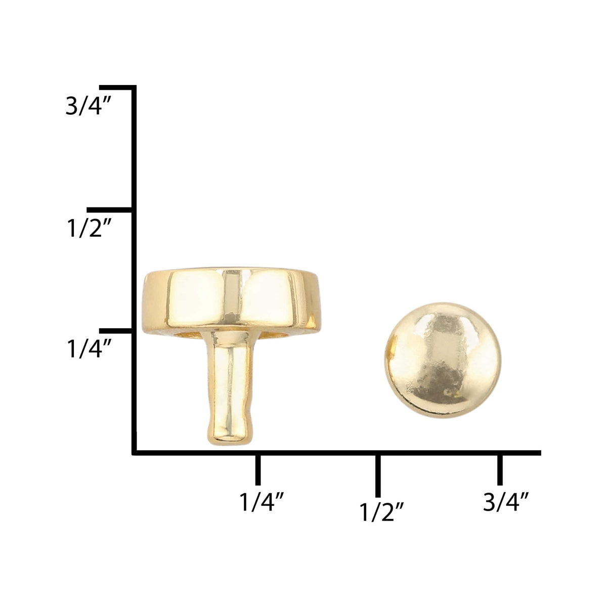Ohio Travel Bag Adornments 9.5mm Shiny Gold, Screw Top Push Stud, Steel-5pk, #P-2852-GOLD P-2852-GOLD
