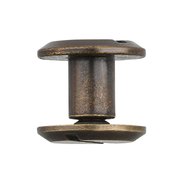 Ohio Travel Bag Fasteners 1/4" Antique Brass, Flat Top Chicago Screw, Solid Brass, #P-2334-ANTB P-2334-ANTB