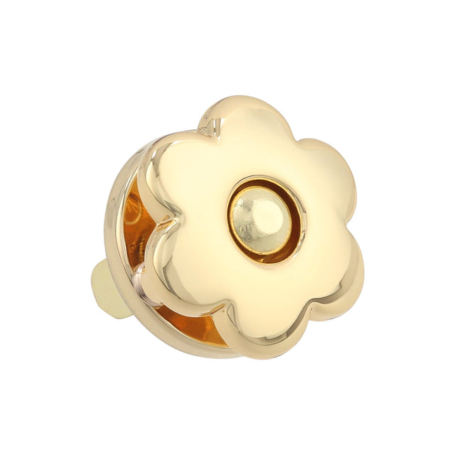 Ohio Travel Bag Fasteners 15mm Shiny Gold, Flower Magnetic Snap, Steel, #P-2649-GOLD P-2649-GOLD