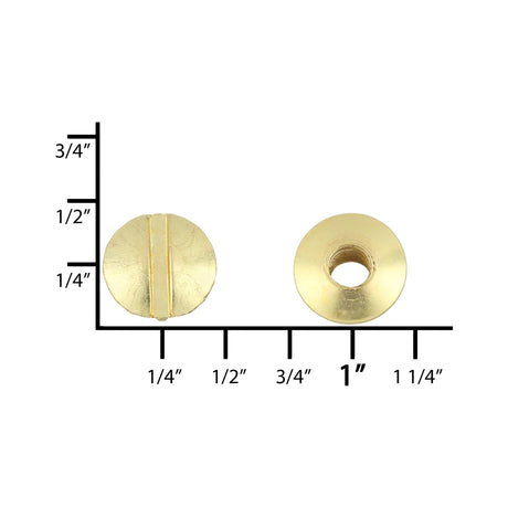 Ohio Travel Bag Fasteners 3/16" Brass, Open Hole Chicago Screw, Solid Brass, #L-156-3-16SB L-156-3-16SB