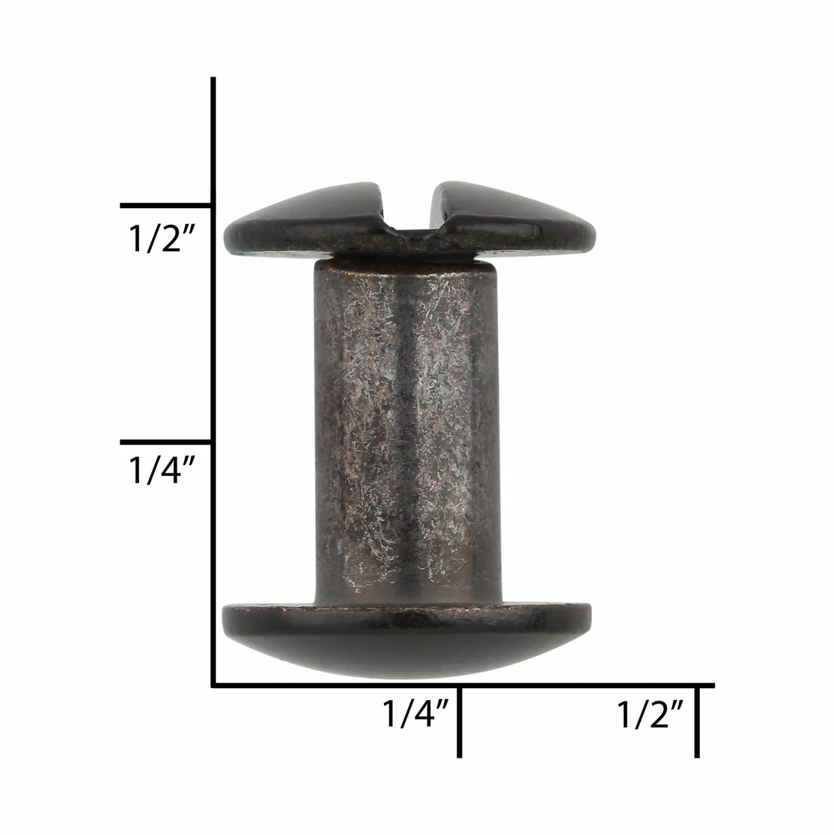 Ohio Travel Bag Fasteners 3/8" Glossy Black, Chicago Screw, Solid Brass, #L-156-3-8BLK L-156-3-8BLK