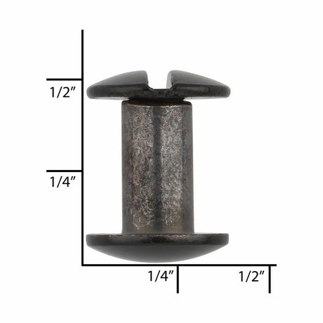 Ohio Travel Bag Fasteners 3/8" Glossy Black, Chicago Screw, Solid Brass, #L-156-3-8BLK L-156-3-8BLK