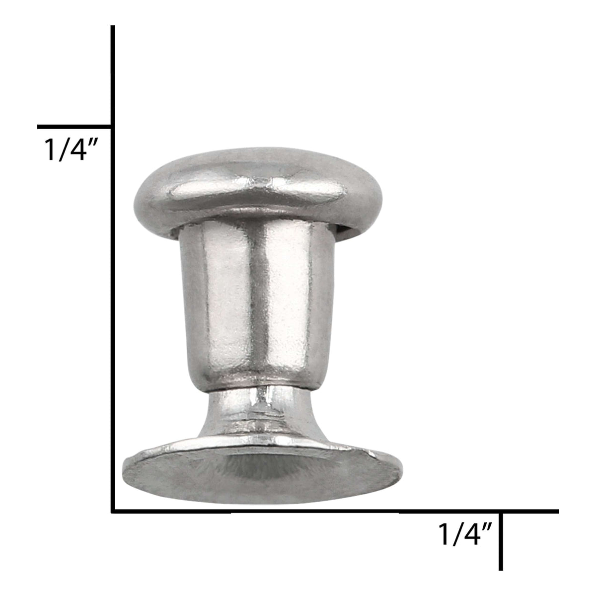 Ohio Travel Bag Fasteners 4mm Nickel, SIngle Cap Jiffy Rivets, Steel, #A-444-NP A-444-NP