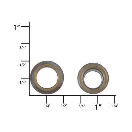 Ohio Travel Bag Fasteners 7/16" Antique Brass, Eyelet with Washer, Solid Brass - 12 pk, #A-417 A-417