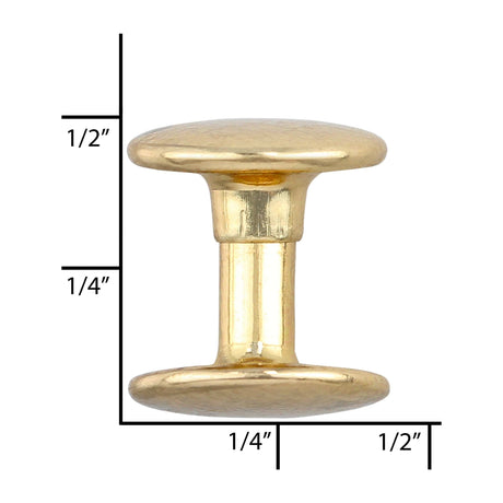 Ohio Travel Bag Fasteners 9mm Gold, Double Cap Jiffy Rivets, Steel, #A-311-GOLD A-311-GOLD