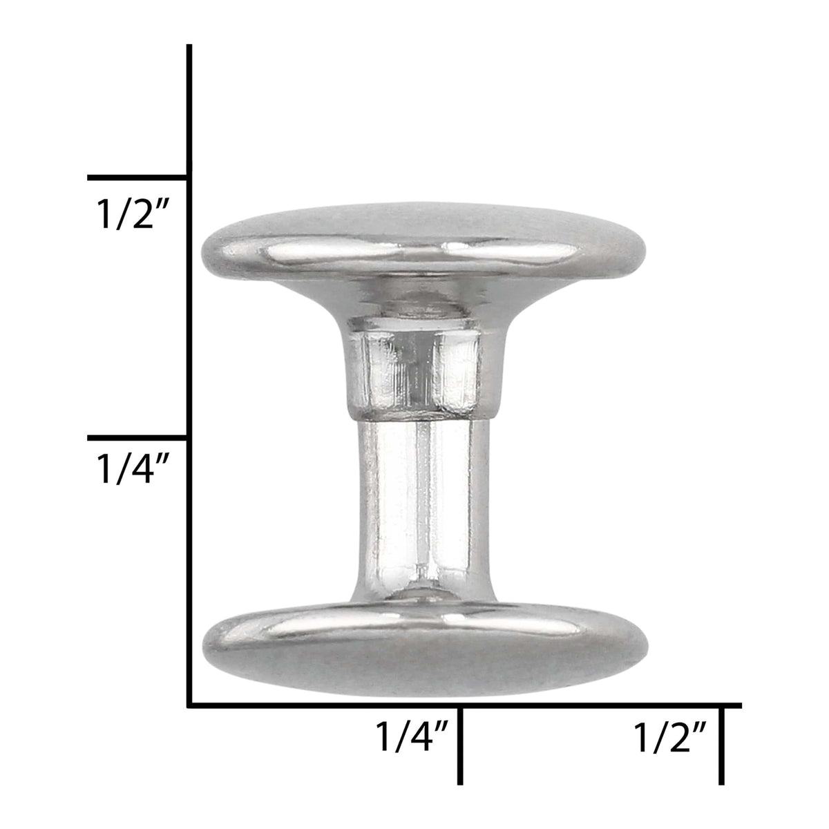 Ohio Travel Bag Fasteners 9mm Nickel, Double Cap Jiffy Rivets, Steel, #A-311-NP A-311-NP